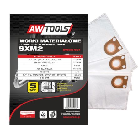 Ipari SXM2 porszívózsák 5 darab, AWTOOLS