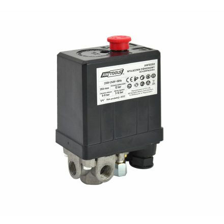 Nyomáskapcsoló kompresszorhoz 230V 3 bemenettel 1/4", AWTOOLS