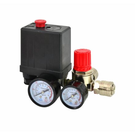 Nyomáskapcsoló kompresszorhoz 230V 2 bemenettel 1/4", AWTOOLS