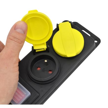 AWTOOLS műhelyi hosszabbító kábel fekete 3 dugaljjal 3,0m földeléssel, kapcsolóval IP44 3x1,5mm