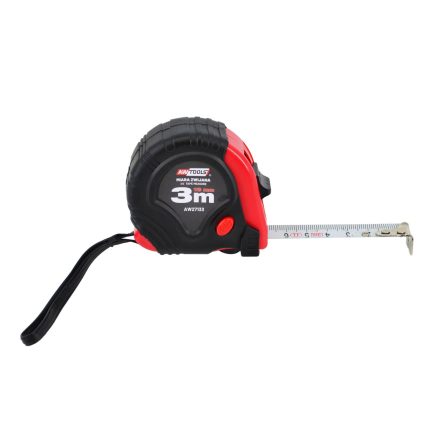 Mérőszalag 2 stoppos, piros-fekete, 7,5m ABS TPR, AWTOOLS