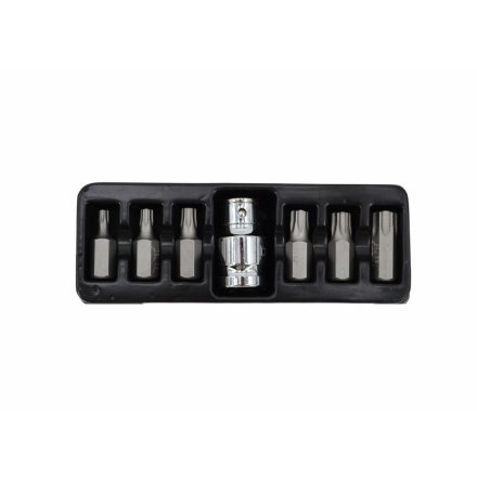 Torx bitkészlet, 7 darabos, T25-T55 + adapterrel, BLACK LINE, AWTOOLS