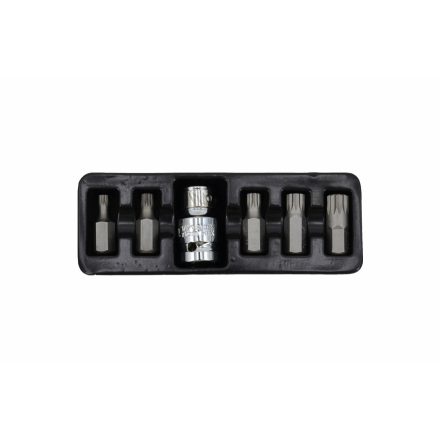 Torx bitkészlet, 6 darabos, M5-M12 + ADAPTER BLACK LINE, AWTOOLS