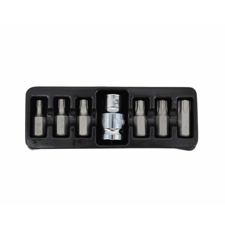 Torx biztonsági csavarhúzó bitkészlet T25-T5, 7 darabos, BLACK LINE, AWTOOLS