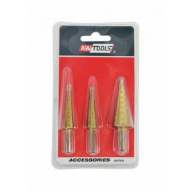   HSS-TIN lépcsős fúrószár készlet 3 db / 3-12 mm / 4-12 mm / 4-20 mm, AWTOOLS
