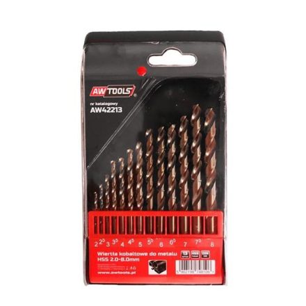 HSS-Co fémfúrószár 13 db-os szett 2 - 8 mm, AWTOOLS