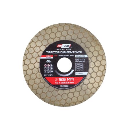 AWTOOLS fémvágó gyémánttárcsa, méhkas mintával, 2in1, 125x22,2 mm BLACK LINE