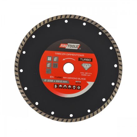 AWTOOLS Turbo gyémánt vágókorong 230 x 22,2 mm